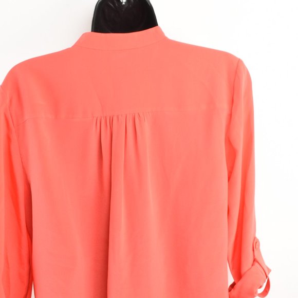 Diane von Furstenberg 4 Gilmore Blouse 100% Silk- HOT CORAL - not red - Picture 9 of 16